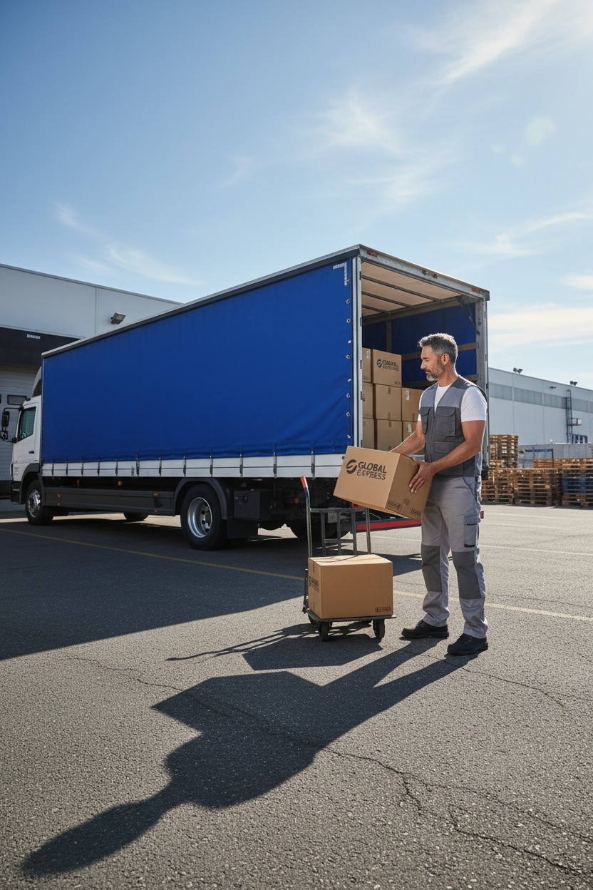 Utovar robe u distribucijski kamion tijekom logističke dostave